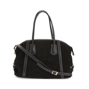 MARLON Black Made In Italy Suede Chain Satchel